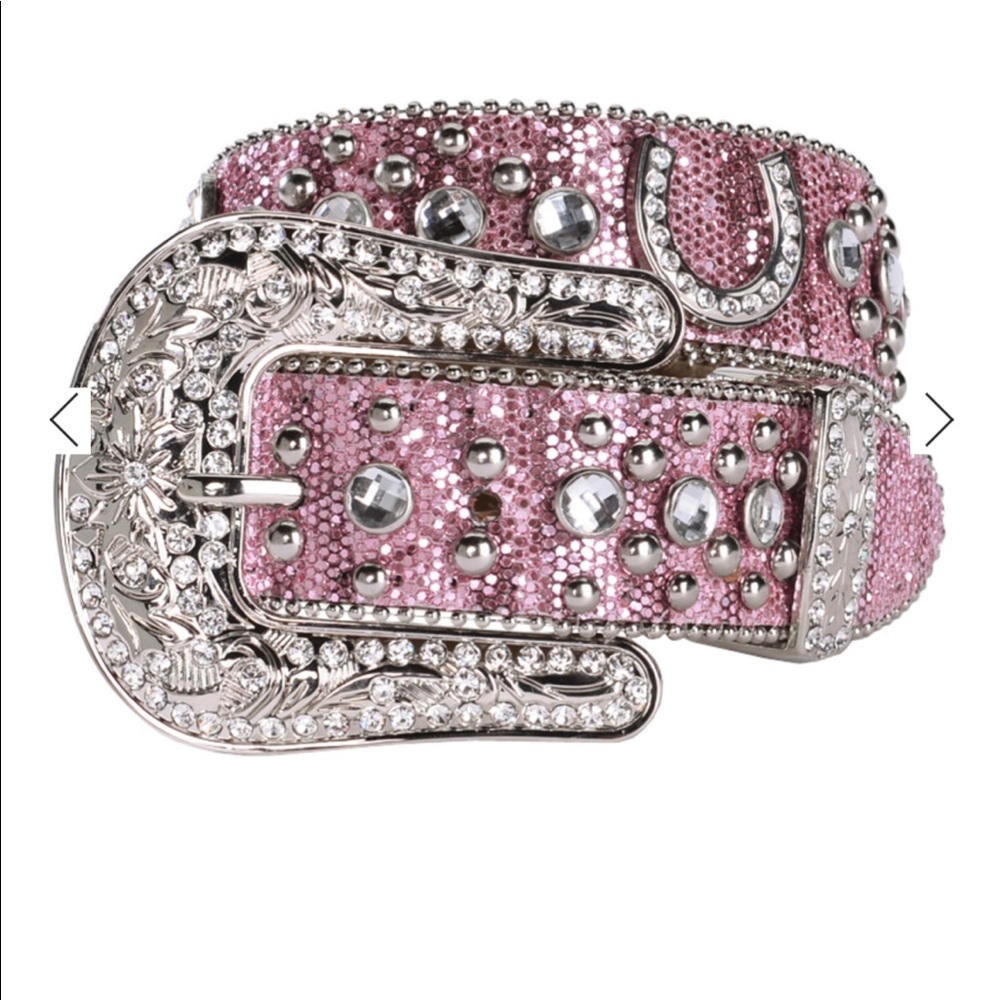 NOCONA BELT CO. KID'S PINK GLITTER HORSESHOE BEL
